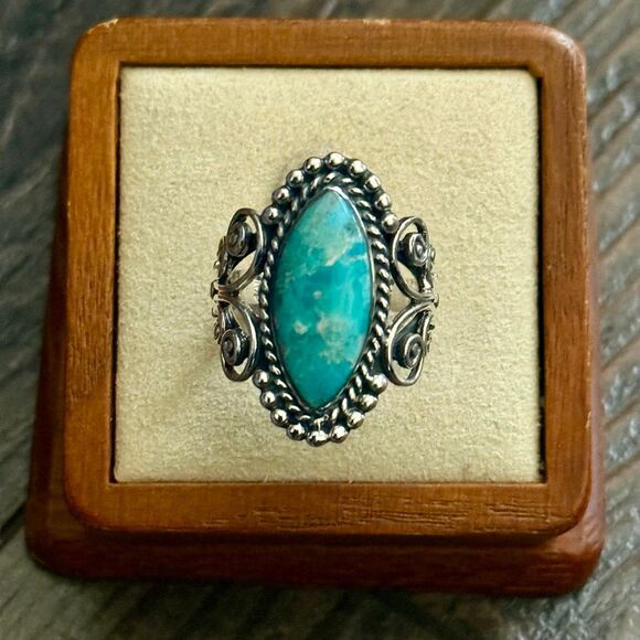 Brave Spirit Genuine Turquoise Ring Sterling Silver Western Cowgirl Jewelry - Picture 4 of 9